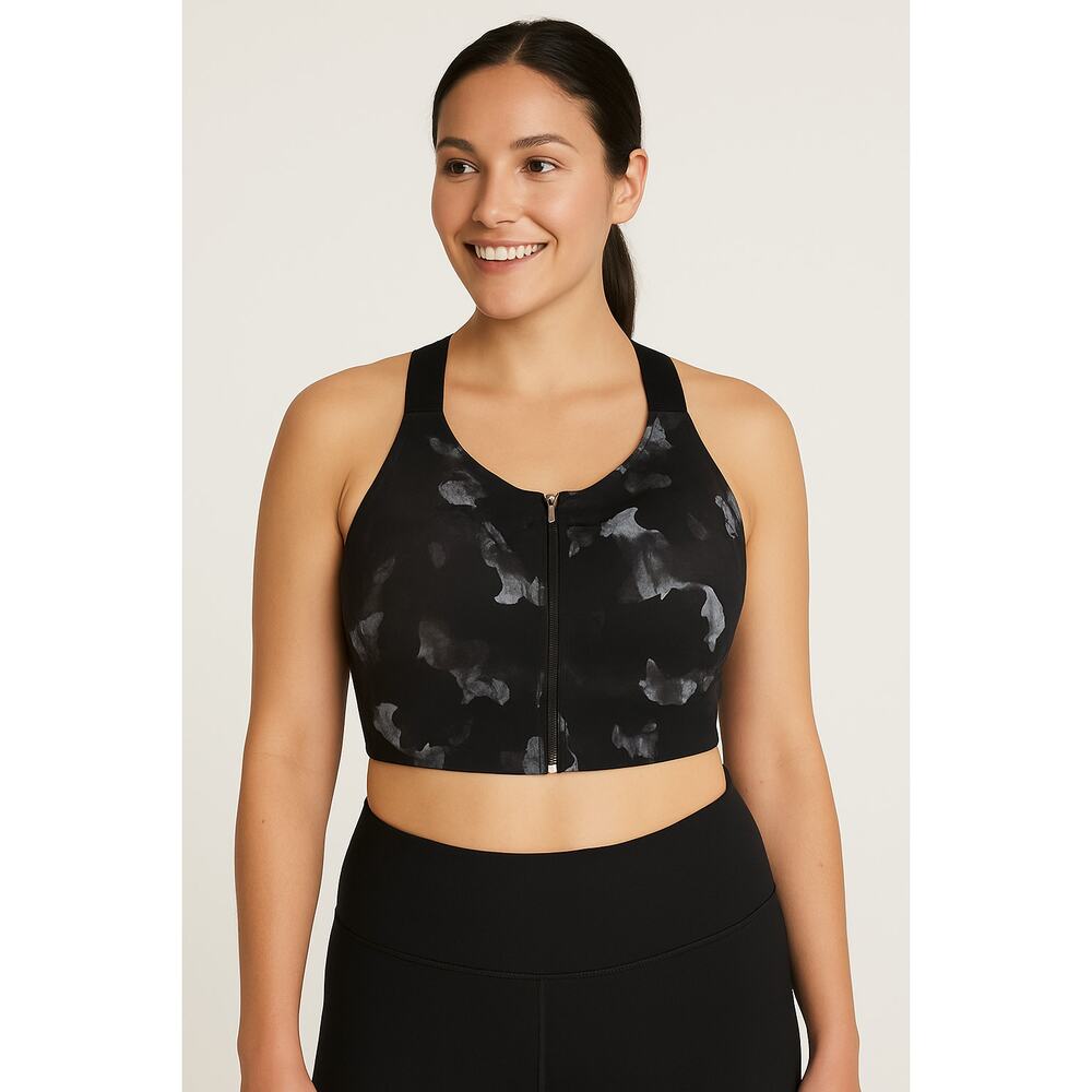 All‎ In Motion Wireless Lined Sport Bra Lot Size 36DD Black Gray Adjustable